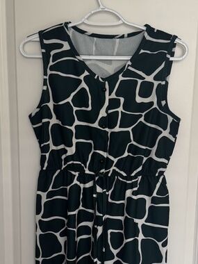 Green and White Printed Dress